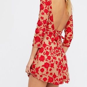 FREE PEOPLE EMBROIDERED MINI DRESS - OPEN BACK